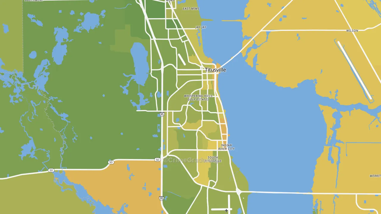 Titusville, FL Map of Vehicle Theft Rates