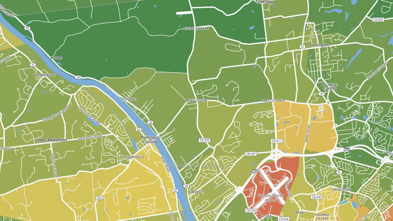 Titusville, NJ Map of Vehicle Theft Rates