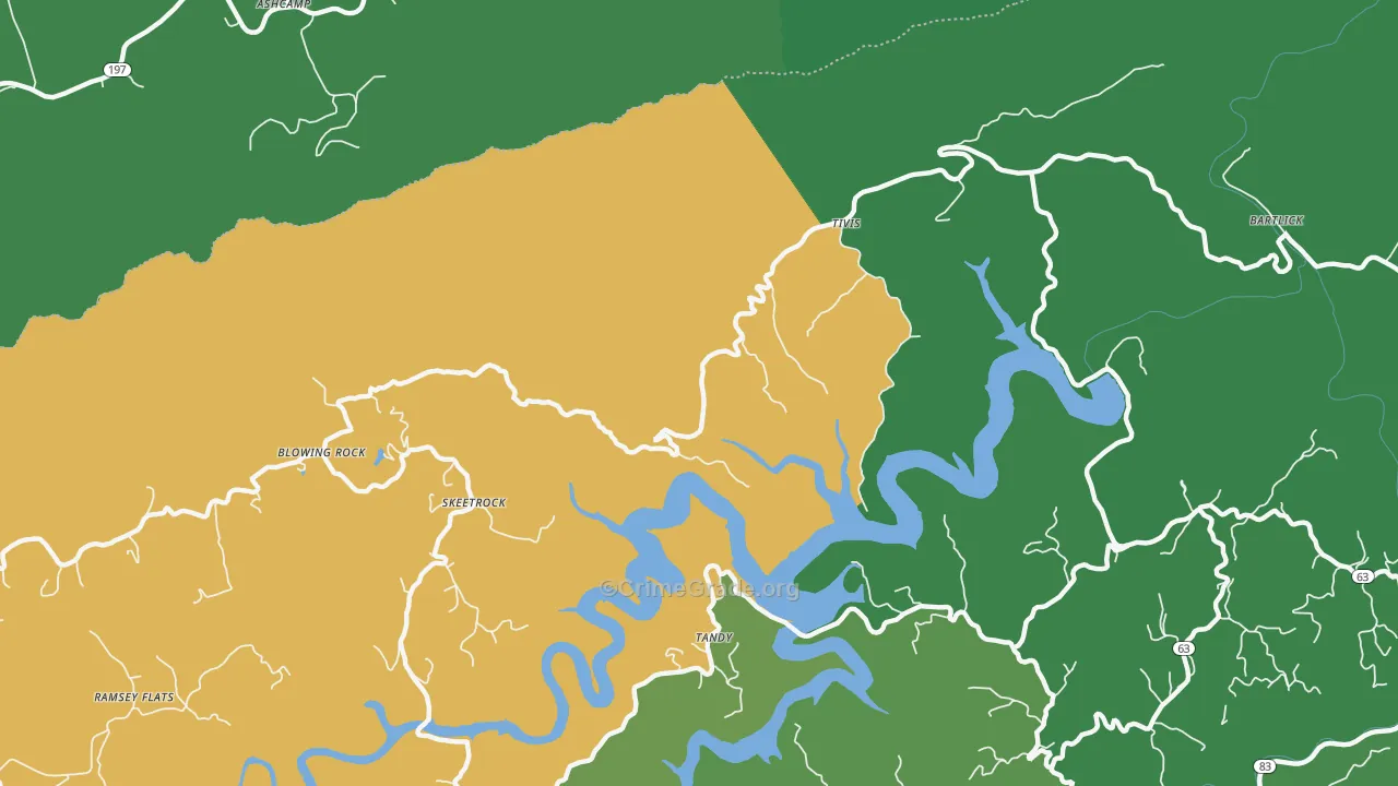 Tivis, VA Map of Vehicle Theft Rates