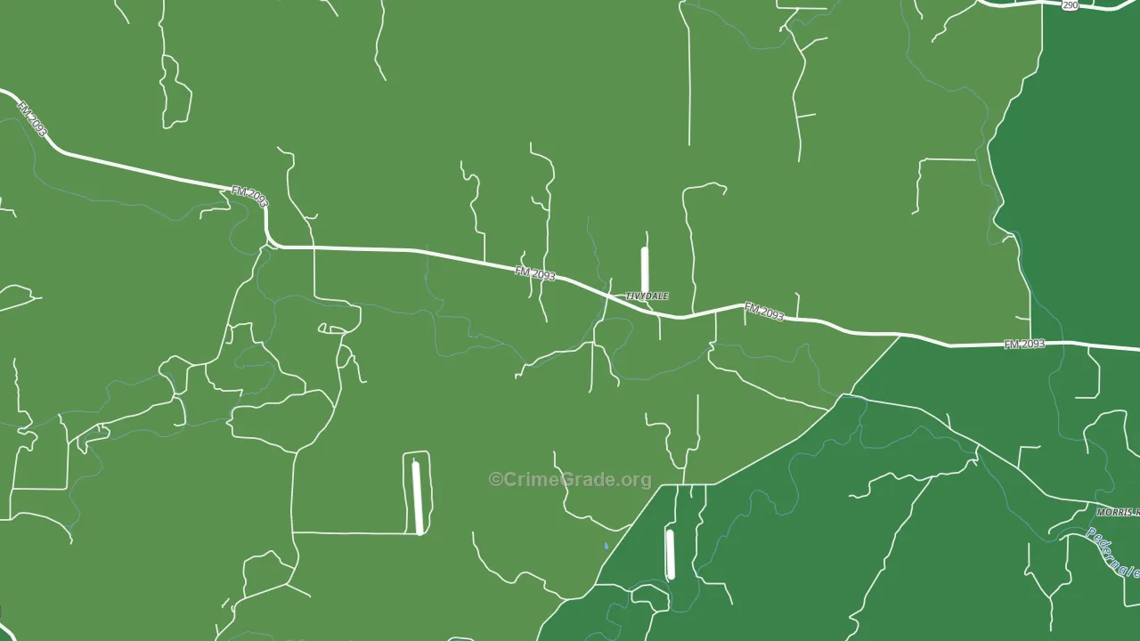 Tivydale, TX Map of Vehicle Theft Rates