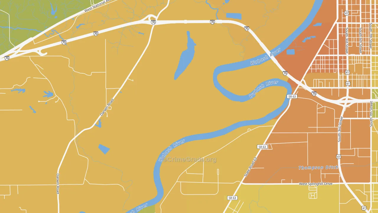Toad Hop, IN Map of Vehicle Theft Rates