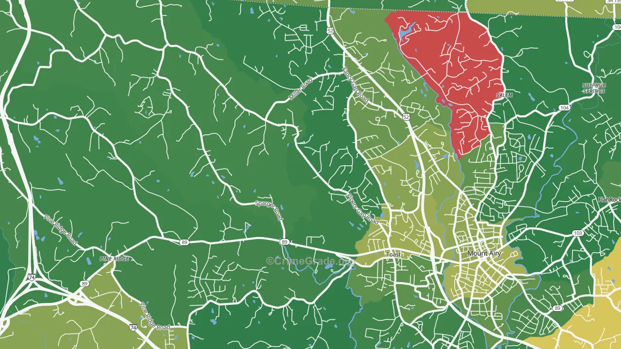 Toast, NC Map of Vehicle Theft Rates