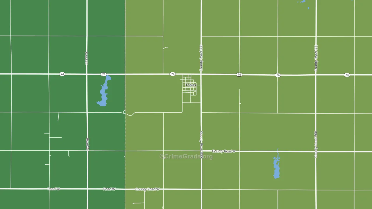 Tobias, NE Map of Vehicle Theft Rates
