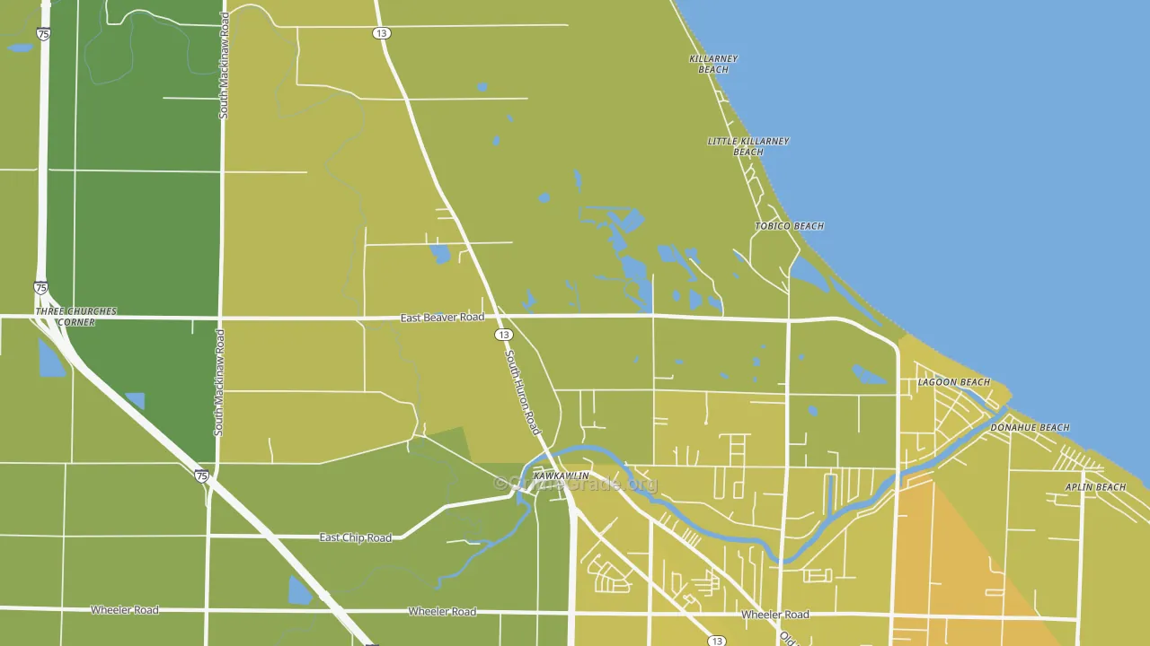 Tobico Beach, MI Map of Vehicle Theft Rates