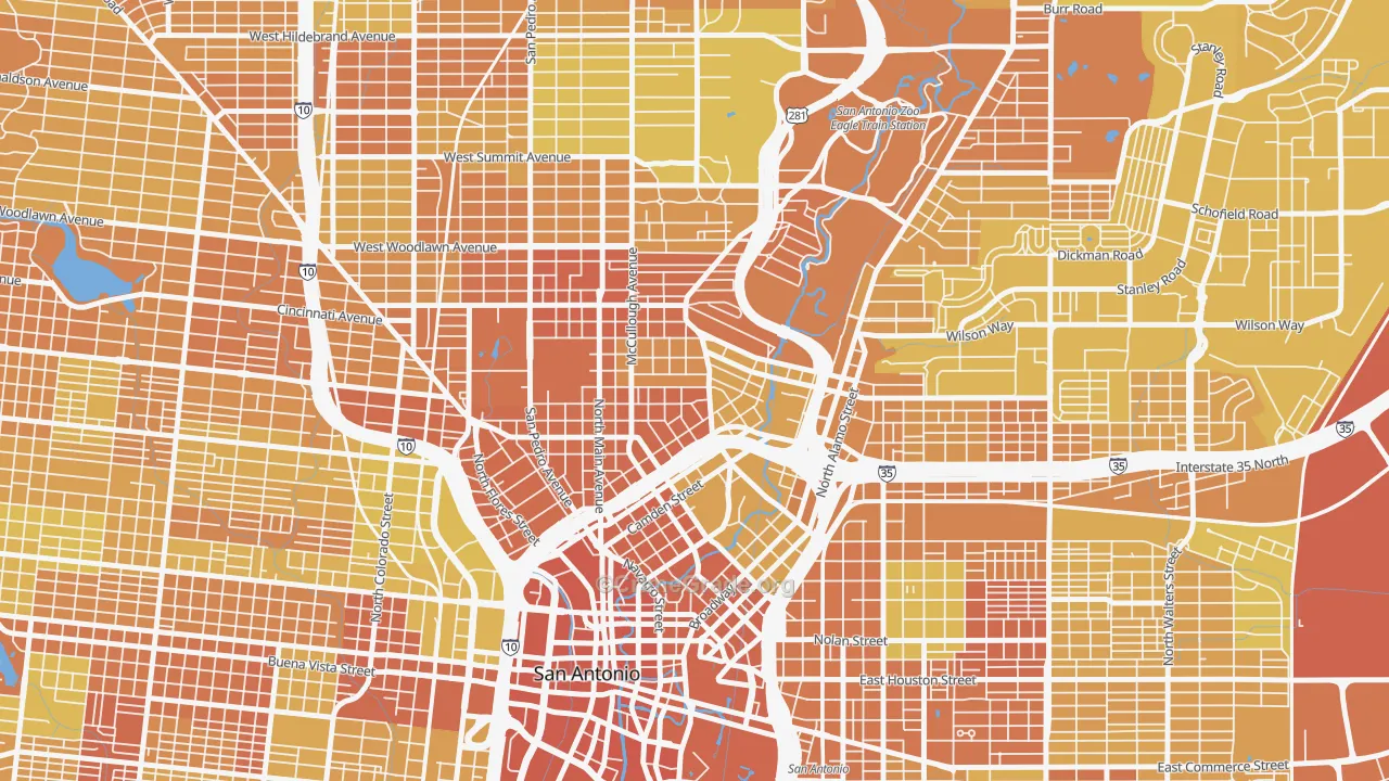 Tobin Hill, San Antonio, TX Map of Vehicle Theft Rates
