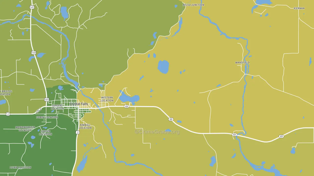 Tobin Location, MI Map of Vehicle Theft Rates