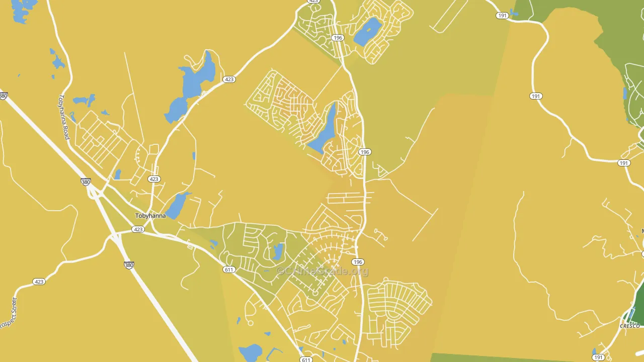 Tobyhanna, PA Map of Vehicle Theft Rates
