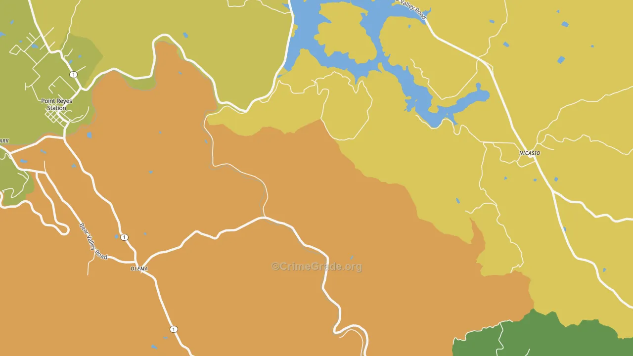 Tocaloma, CA Map of Vehicle Theft Rates