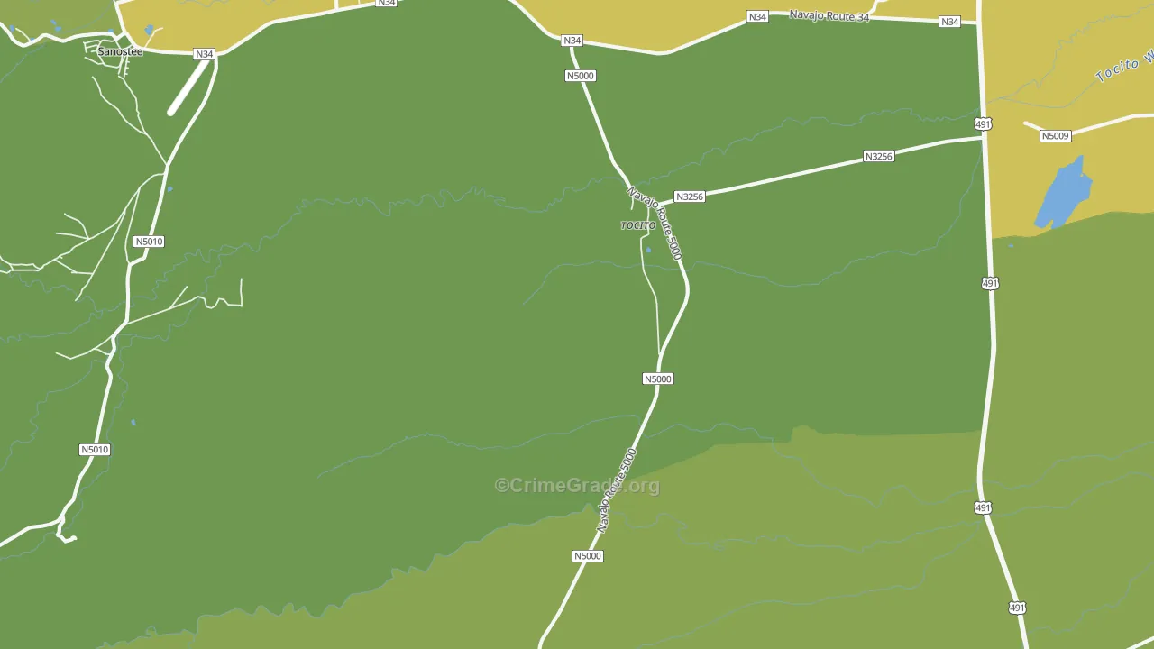 Tocito, NM Map of Vehicle Theft Rates