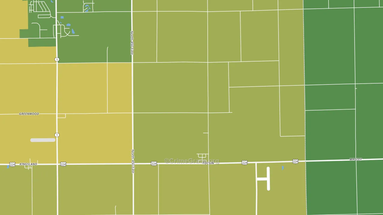 Tocsin, IN Map of Vehicle Theft Rates