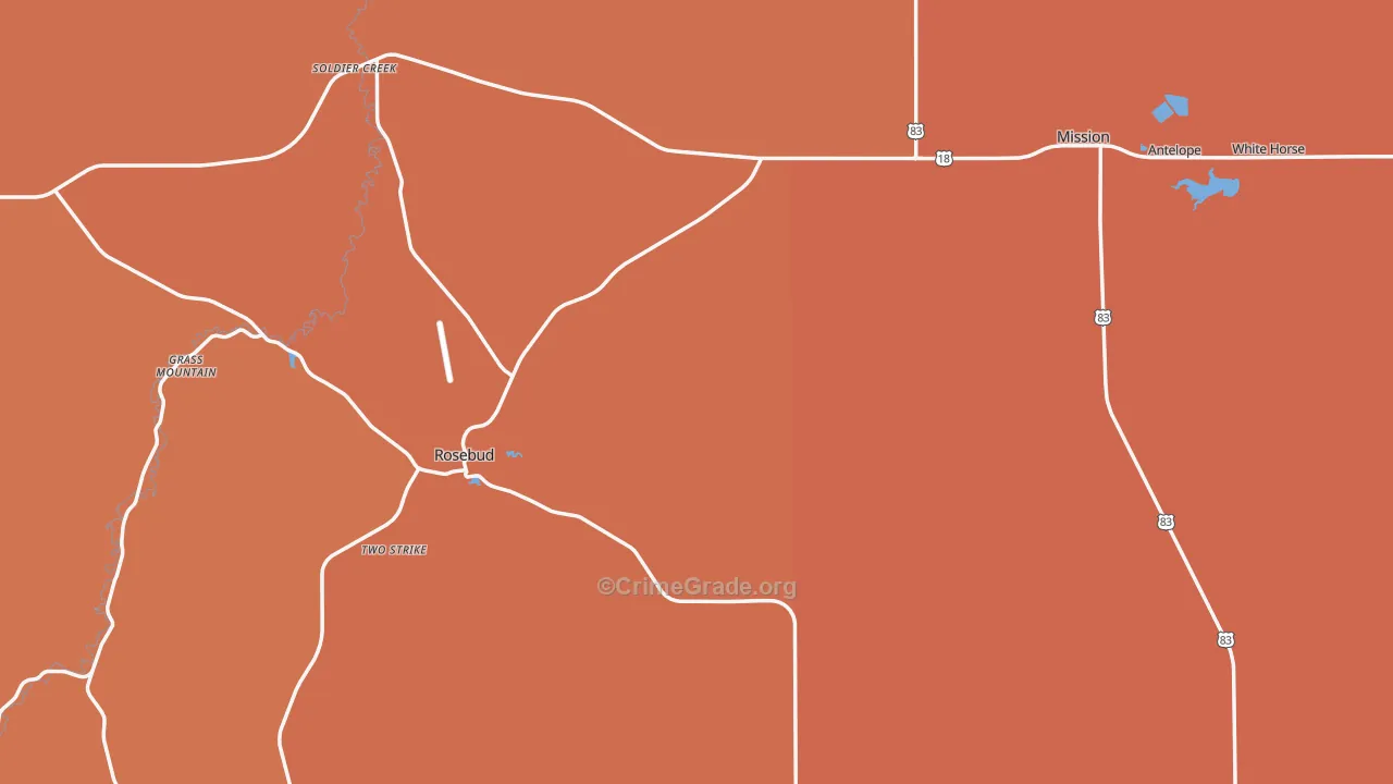 Todd County, SD Map of Vehicle Theft Rates