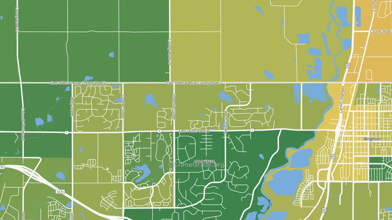 Todd Creek, CO Map of Vehicle Theft Rates