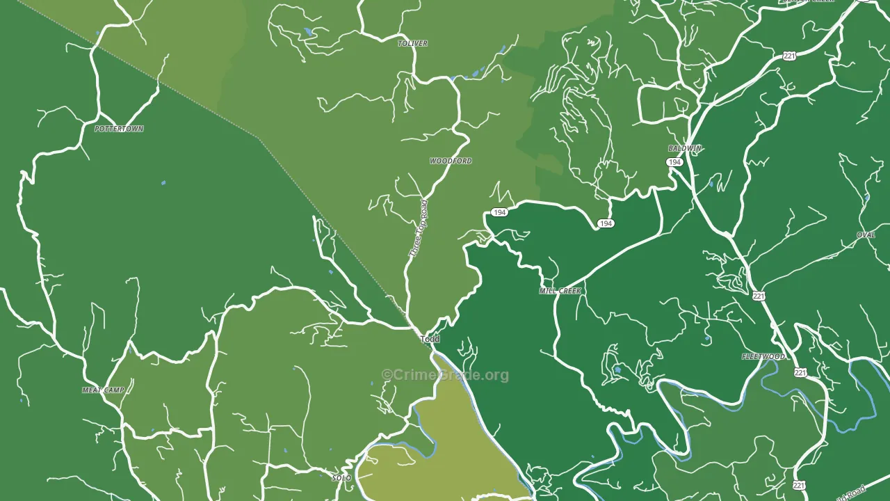Todd, NC Map of Vehicle Theft Rates