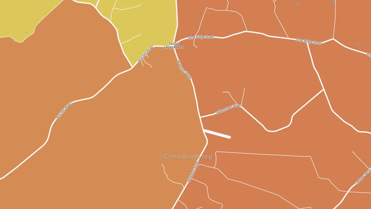 Todds Crossroads, NC Map of Vehicle Theft Rates