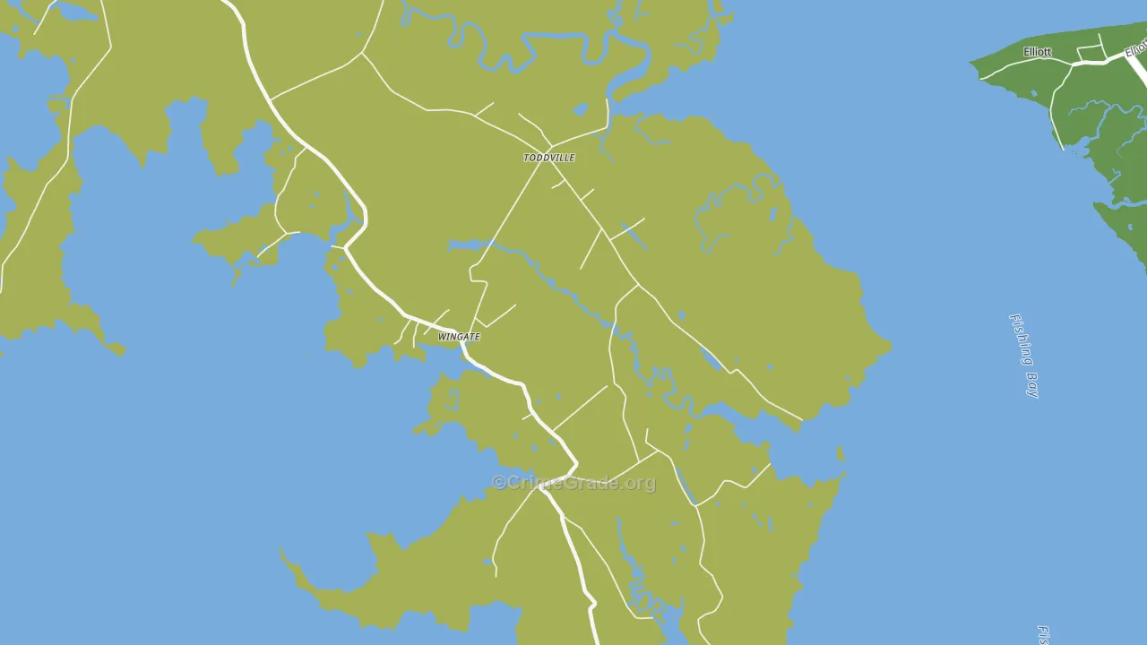 Toddville, MD Map of Vehicle Theft Rates
