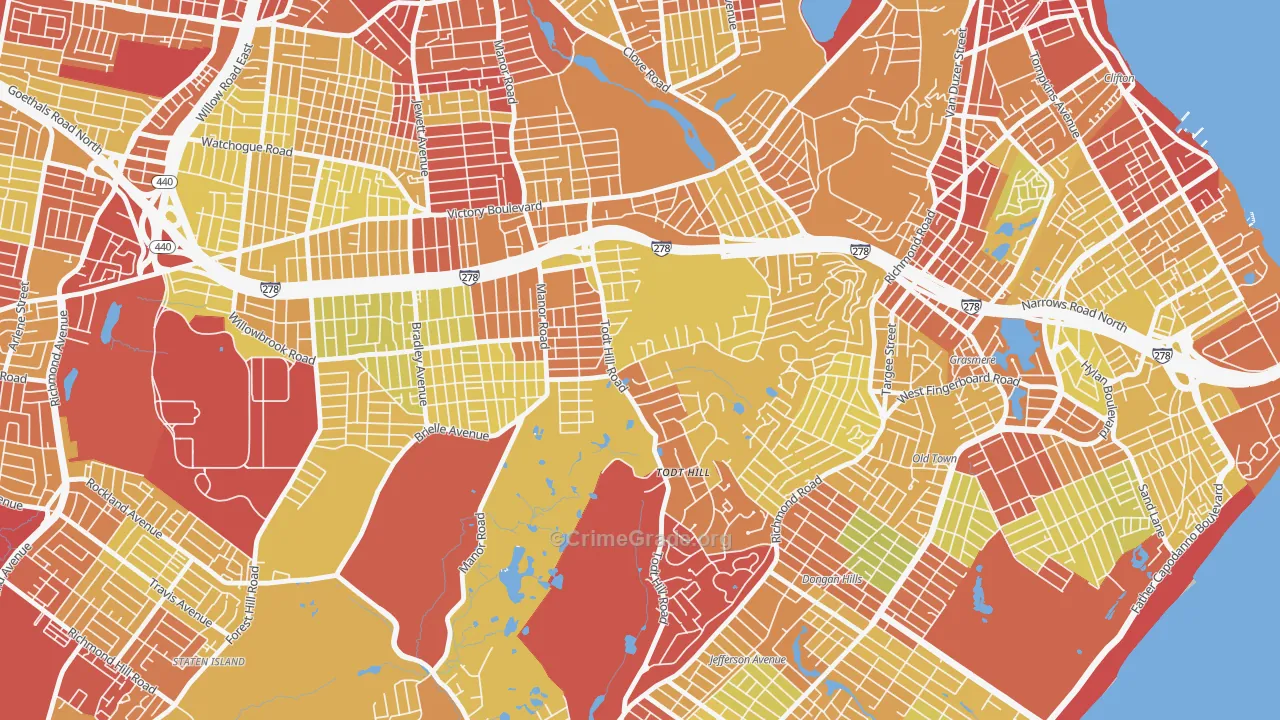 Todt Hill, Staten Island, NY Map of Vehicle Theft Rates