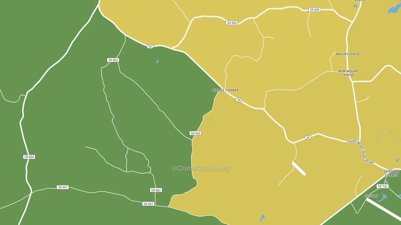 Toga, VA Map of Vehicle Theft Rates