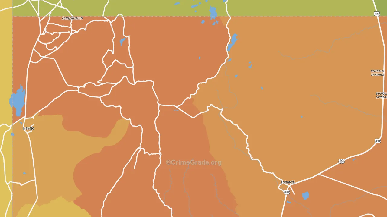 Tohatchi, NM Map of Vehicle Theft Rates
