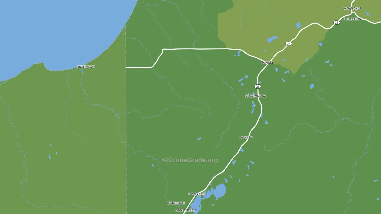 Toivola, MI Map of Vehicle Theft Rates
