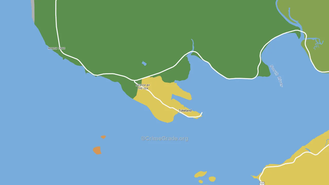 Tokeland, WA Map of Vehicle Theft Rates