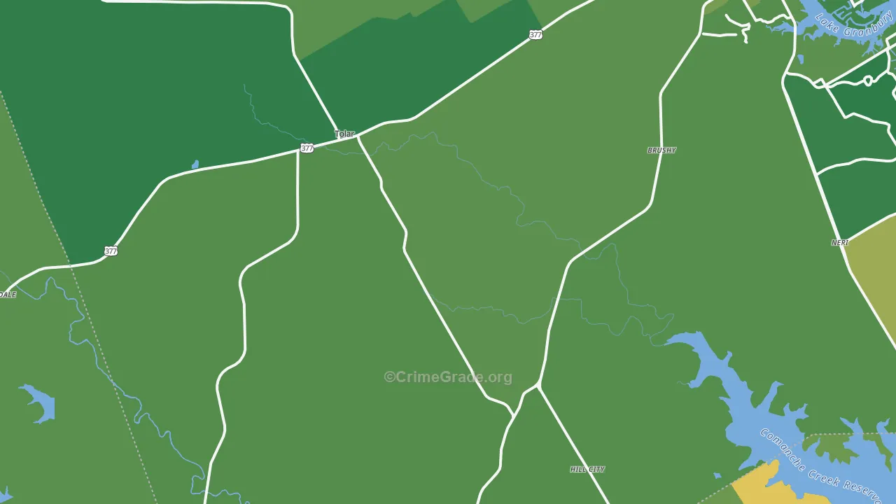 Tolar, TX Map of Vehicle Theft Rates