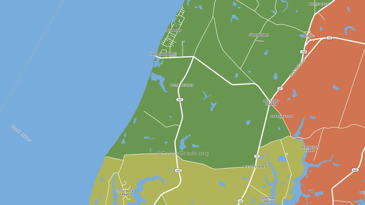 Tolchester Beach, MD Map of Vehicle Theft Rates