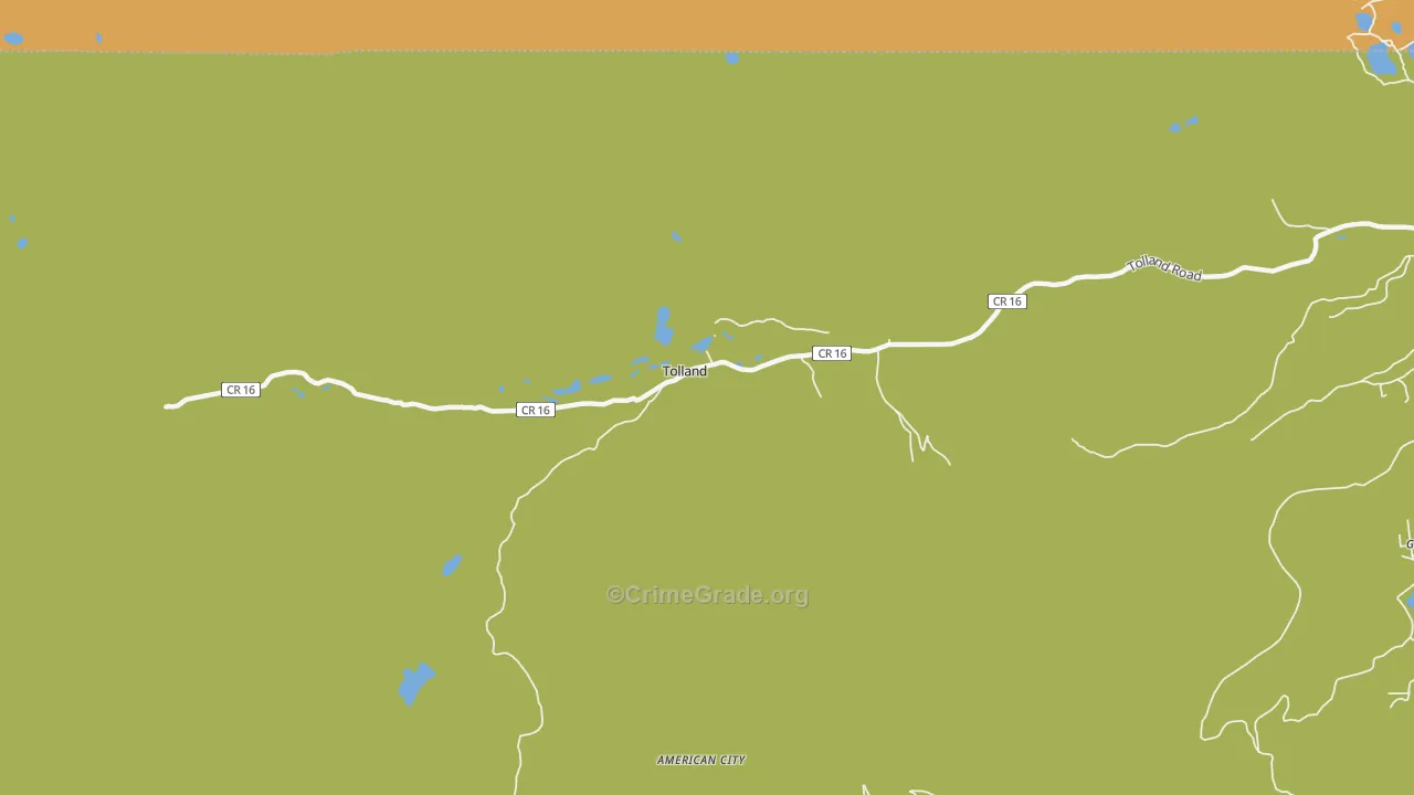 Tolland, CO Map of Vehicle Theft Rates