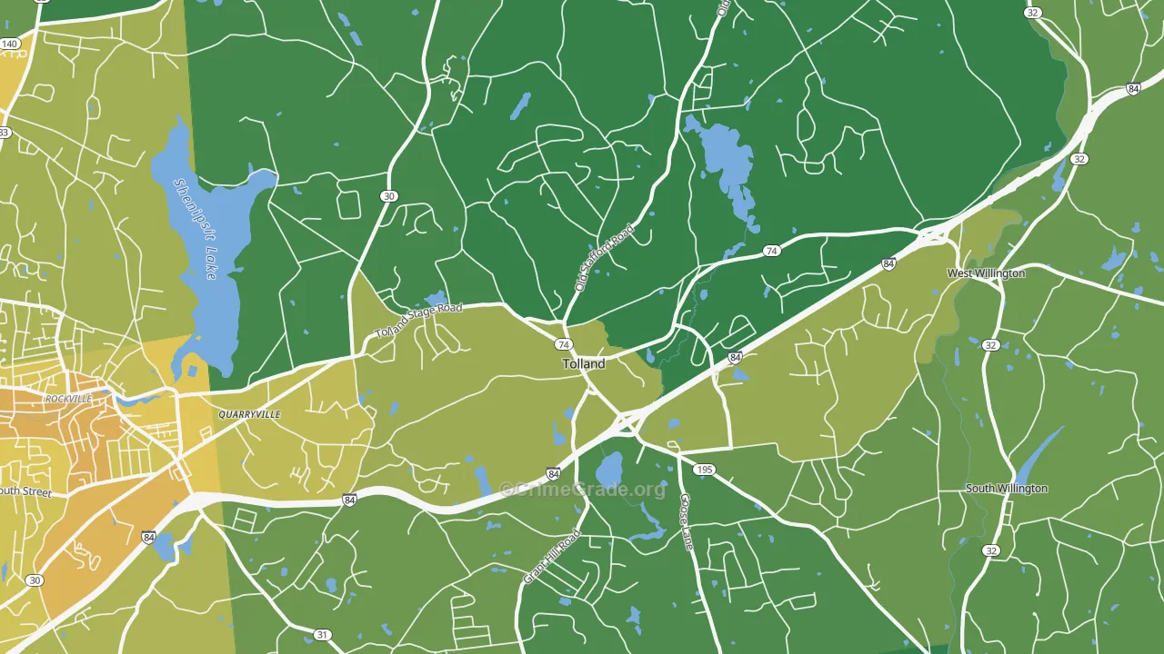 Tolland, CT Map of Vehicle Theft Rates
