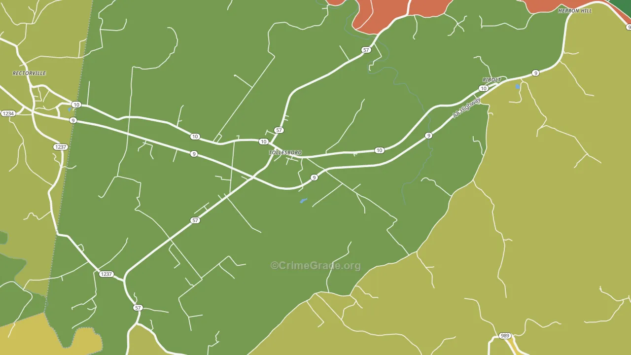 Tollesboro, KY Map of Vehicle Theft Rates