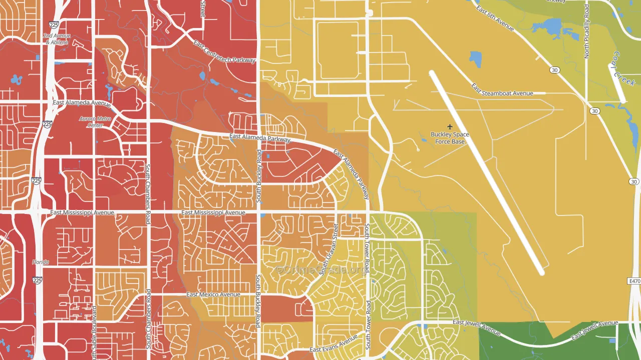 Tollgate Overlook, Aurora, CO Map of Vehicle Theft Rates