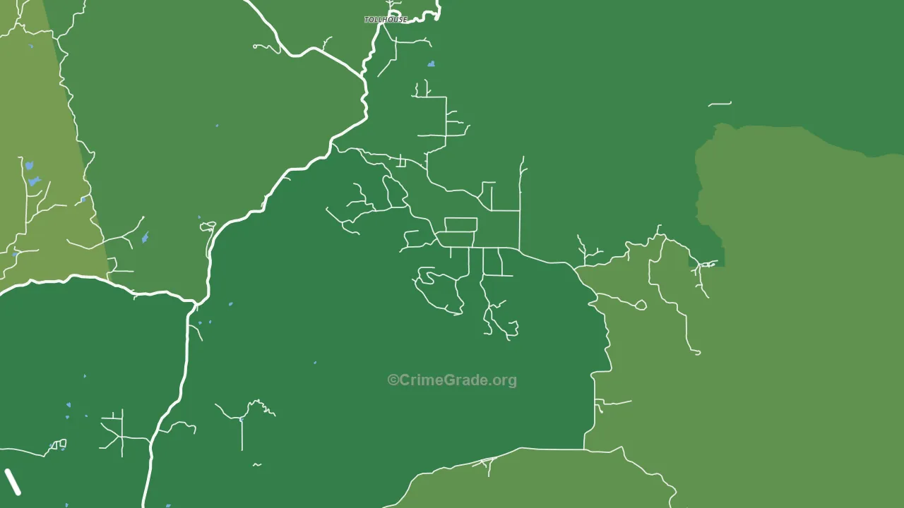 Tollhouse, CA Map of Vehicle Theft Rates