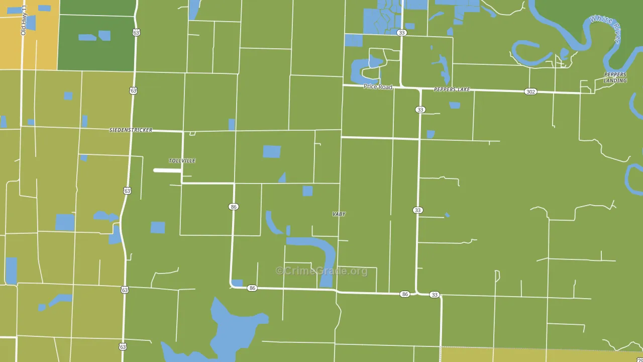 Tollville, AR Map of Vehicle Theft Rates