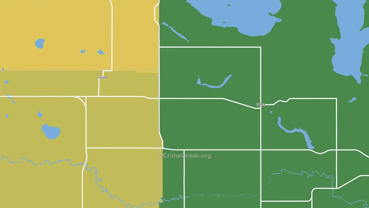 Tolna, ND Map of Vehicle Theft Rates