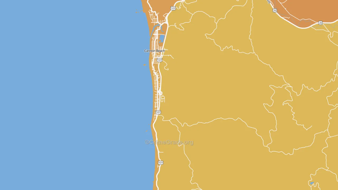 Tolovana Park, OR Map of Vehicle Theft Rates