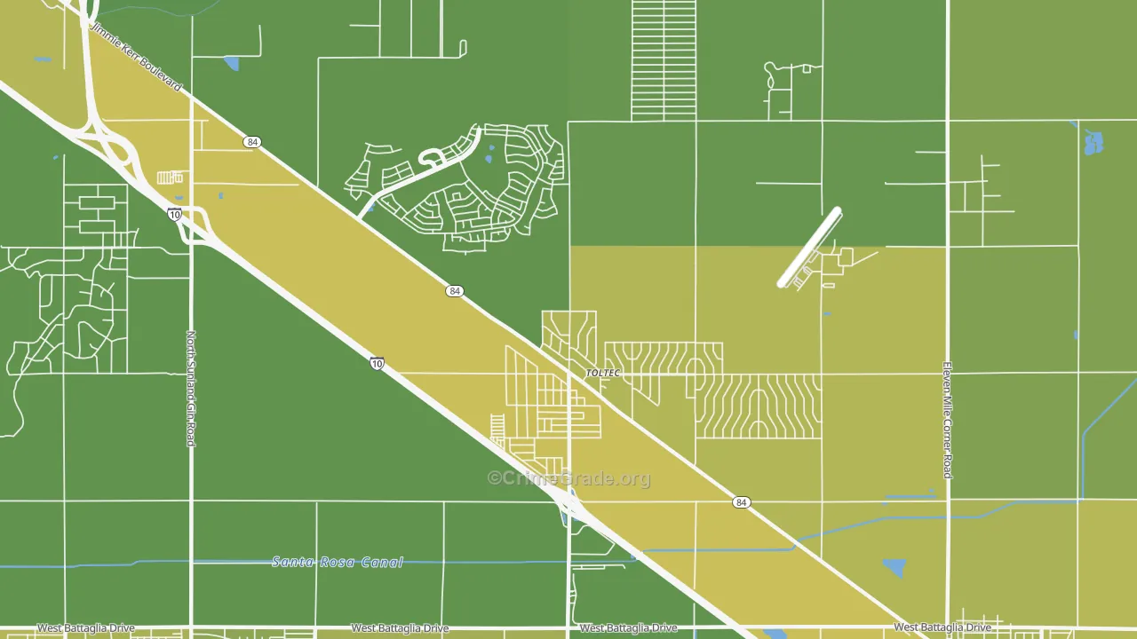 Toltec, AZ Map of Vehicle Theft Rates