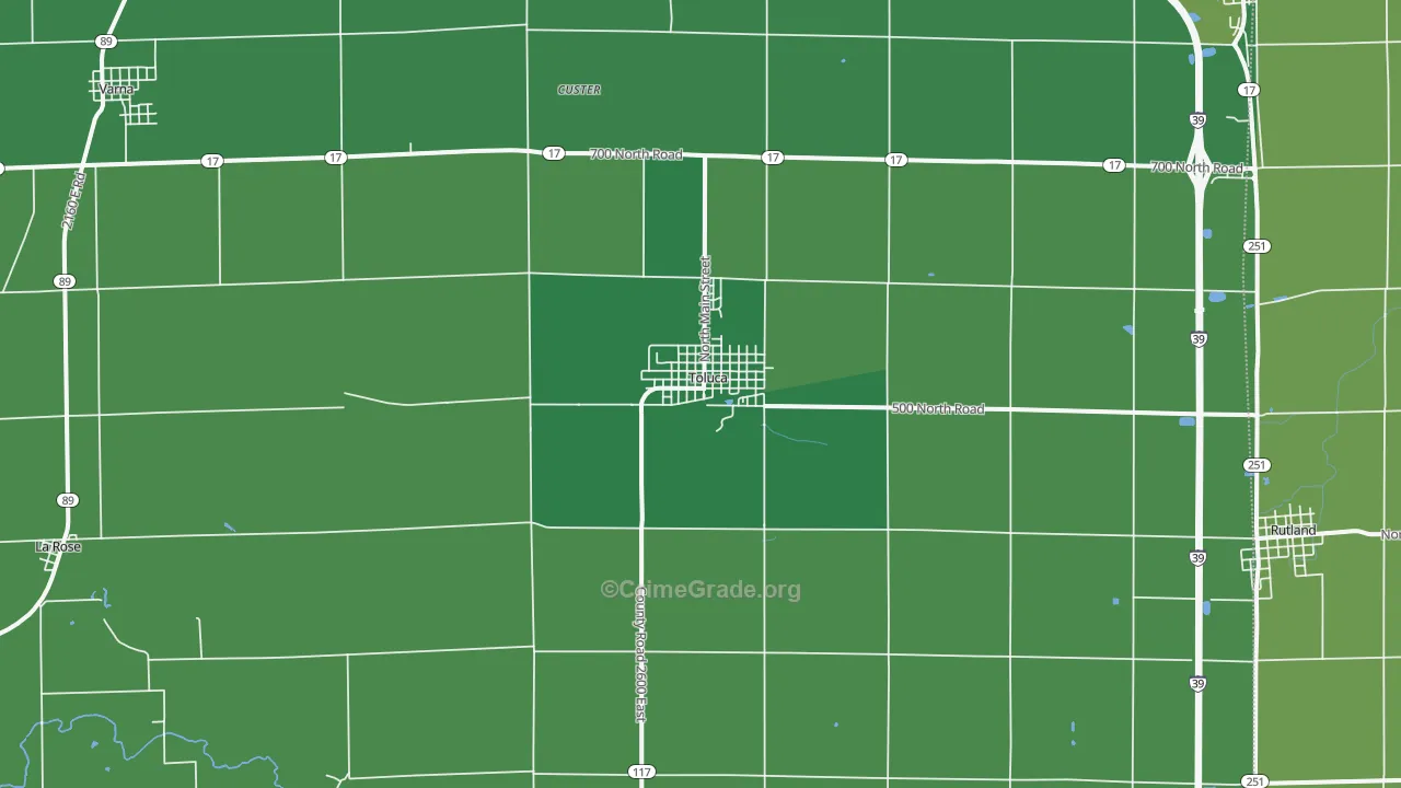 Toluca, IL Map of Vehicle Theft Rates