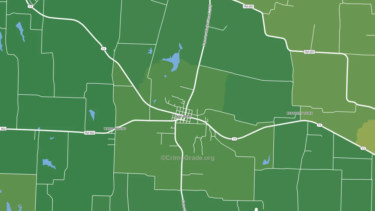 Tom Bean, TX Map of Vehicle Theft Rates