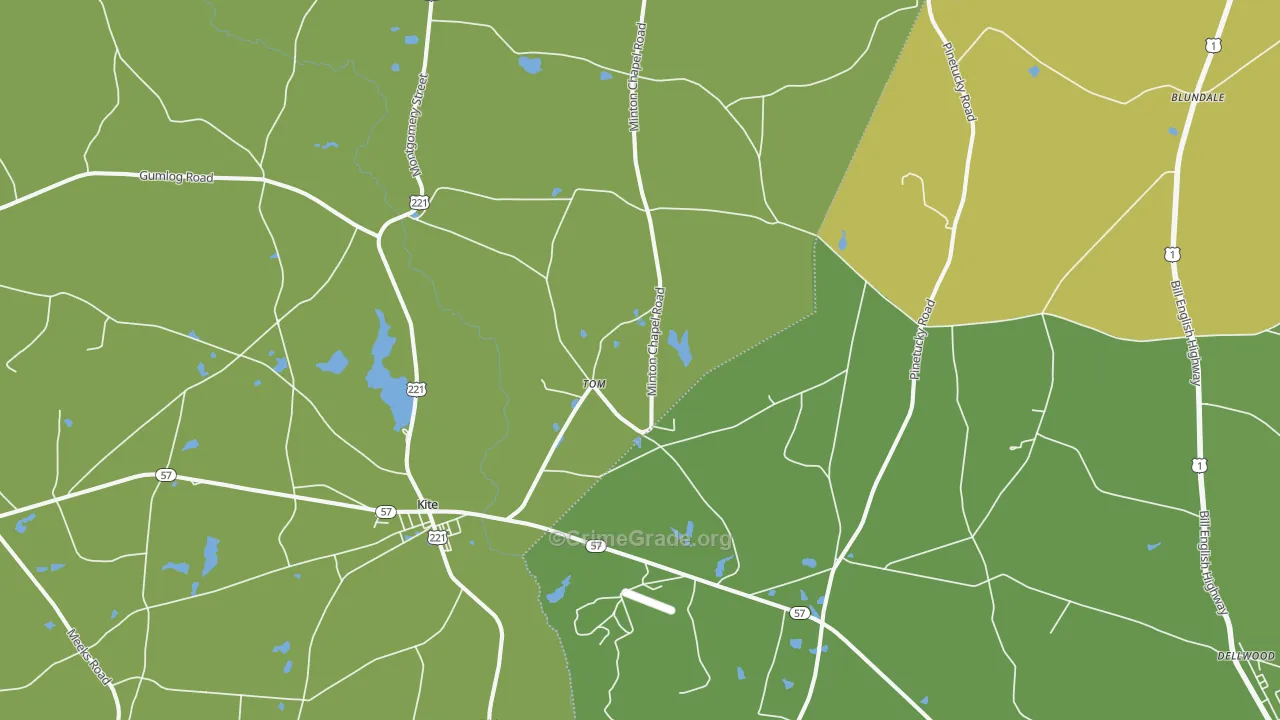 Tom, GA Map of Vehicle Theft Rates