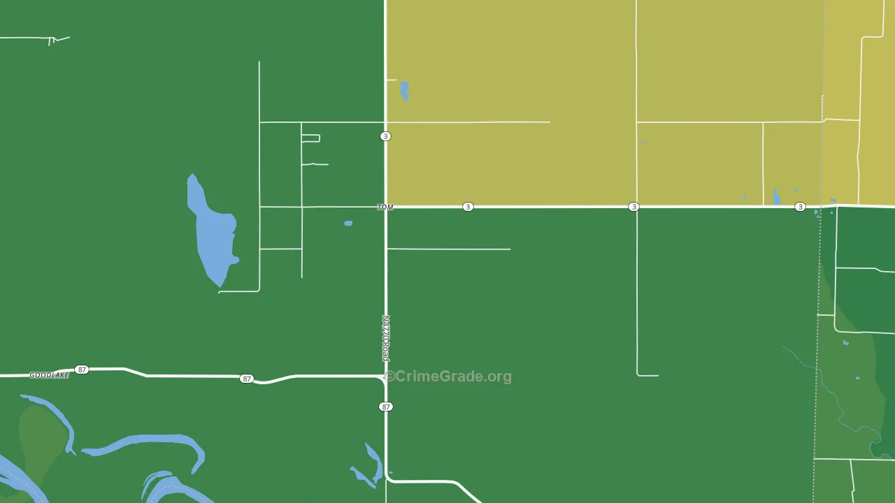 Tom, OK Map of Vehicle Theft Rates