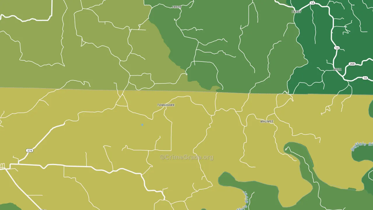 Tomahawk, AR Map of Vehicle Theft Rates