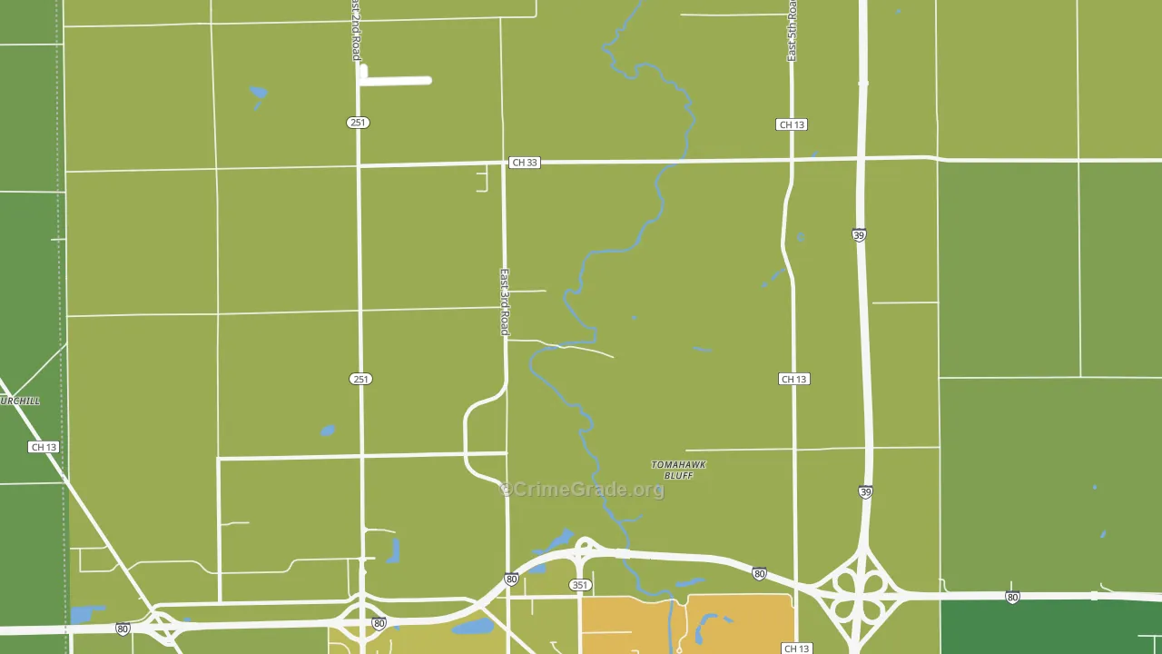 Tomahawk Bluff, IL Map of Vehicle Theft Rates
