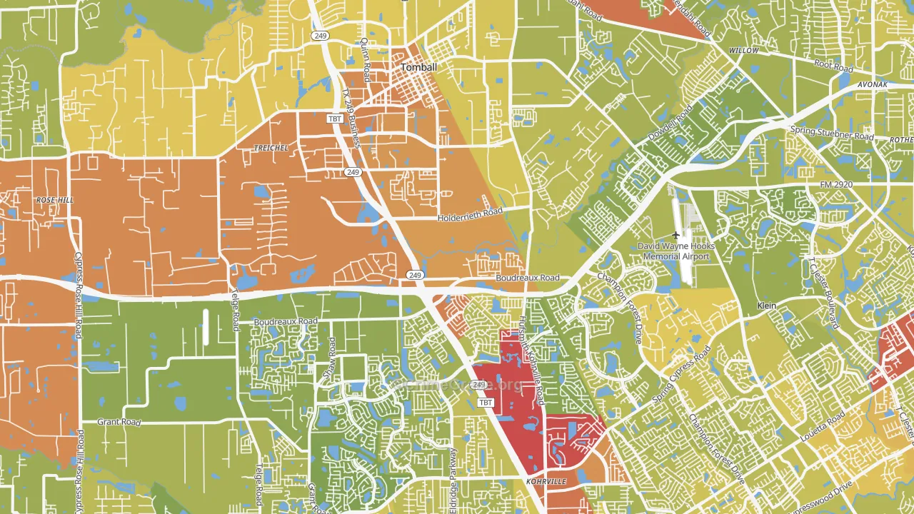 Tomball, TX Map of Vehicle Theft Rates