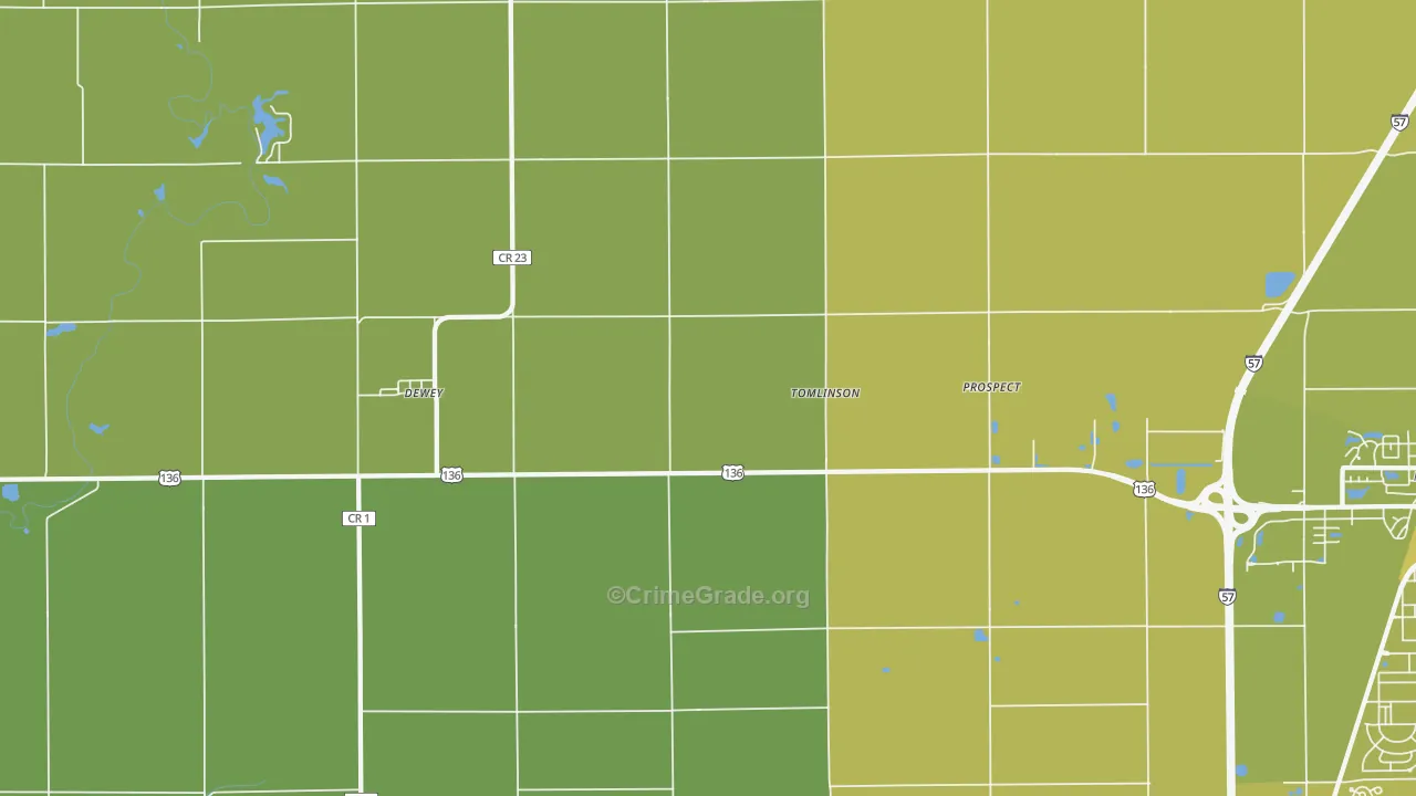 Tomlinson, IL Map of Vehicle Theft Rates