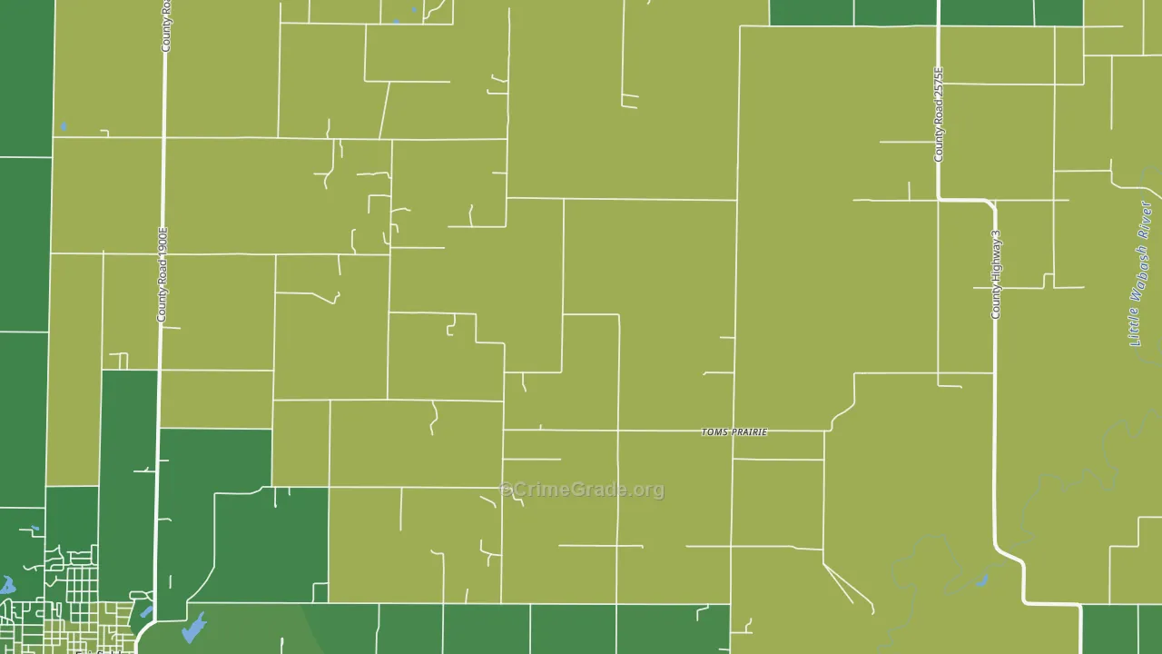 Toms Prairie, IL Map of Vehicle Theft Rates