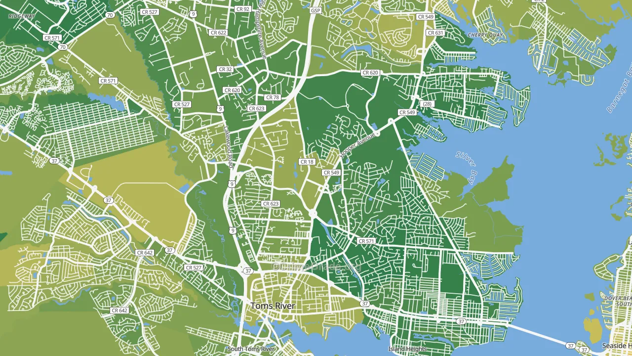 Toms River, NJ Map of Vehicle Theft Rates