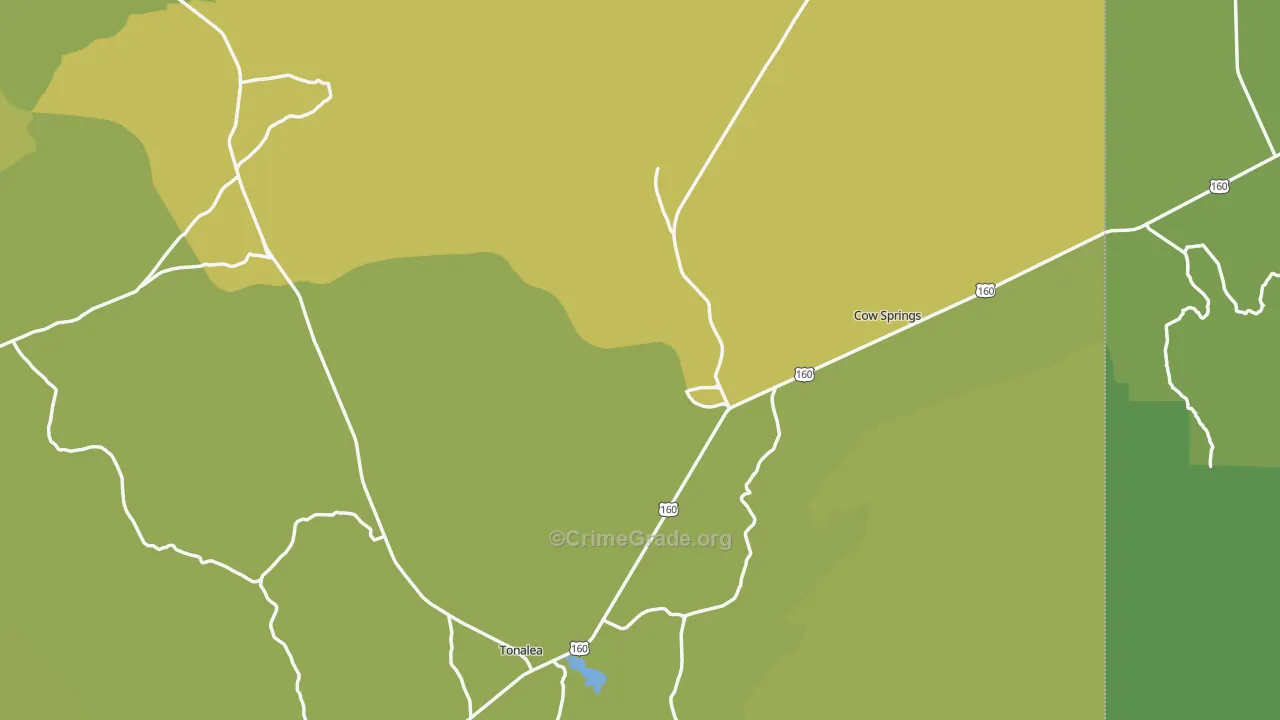 Tonalea, AZ Map of Vehicle Theft Rates