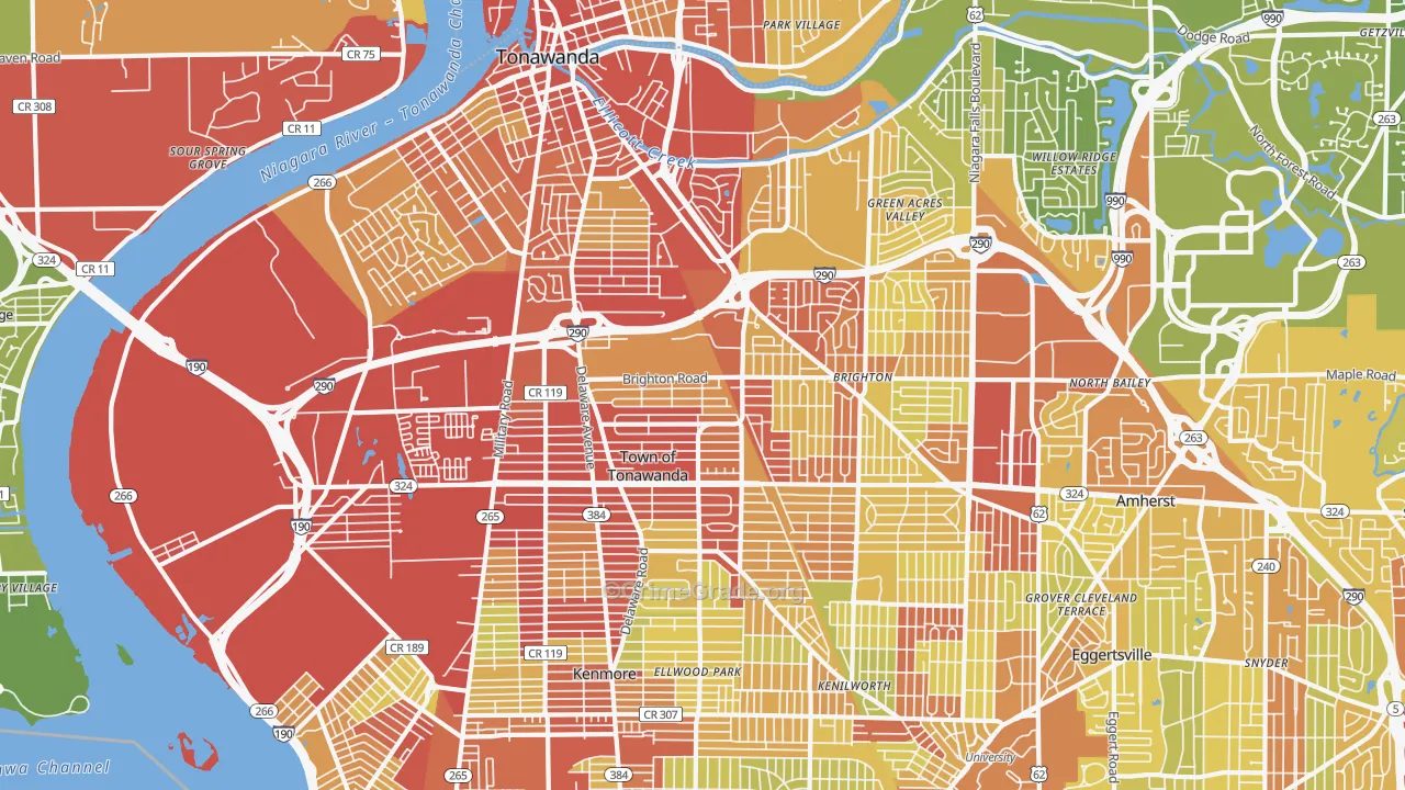 Tonawanda, NY Map of Vehicle Theft Rates