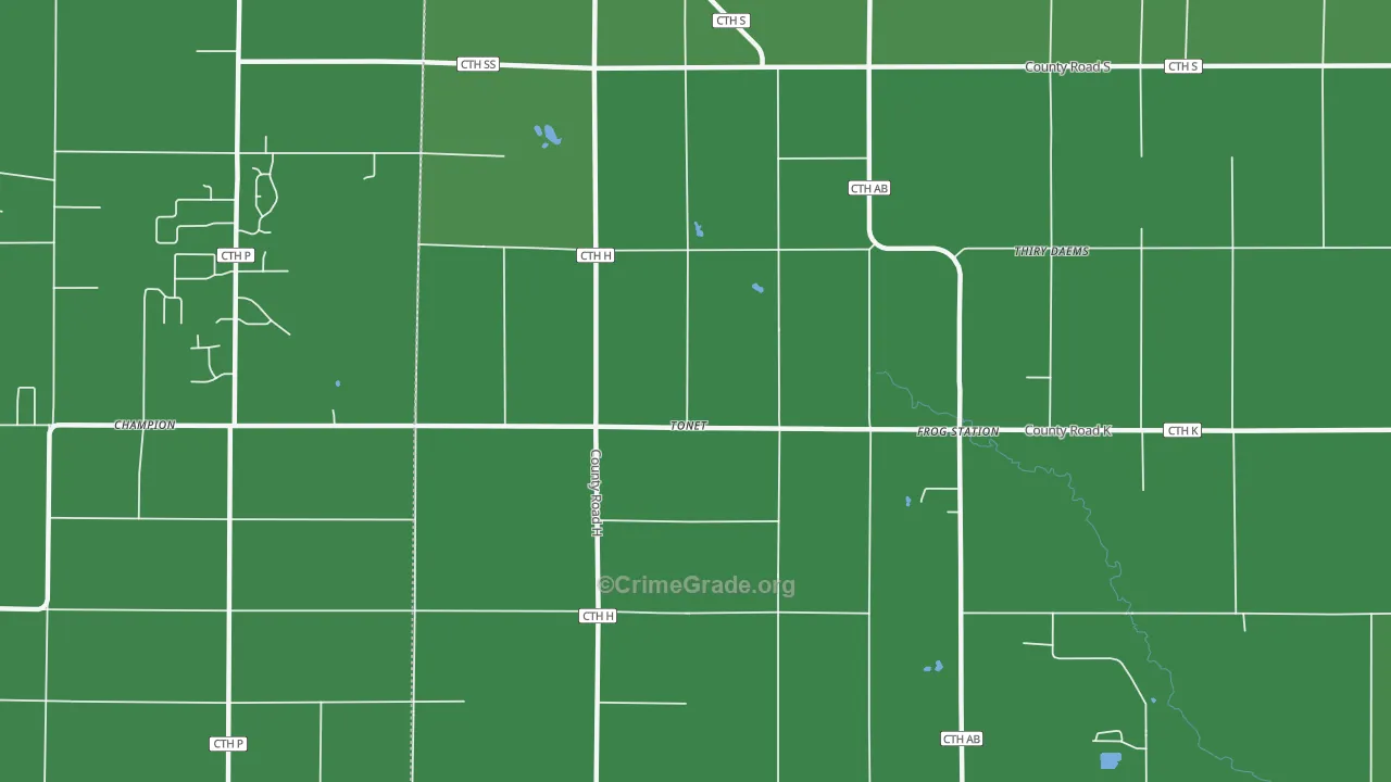 Tonet, WI Map of Vehicle Theft Rates