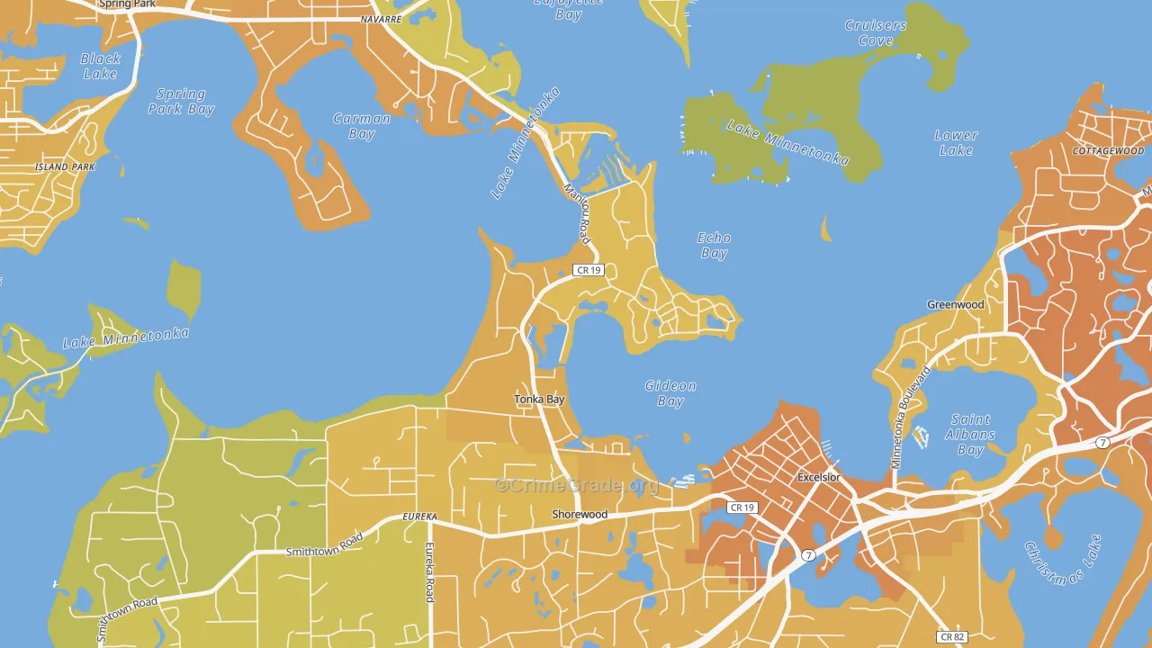Tonka Bay, MN Map of Vehicle Theft Rates