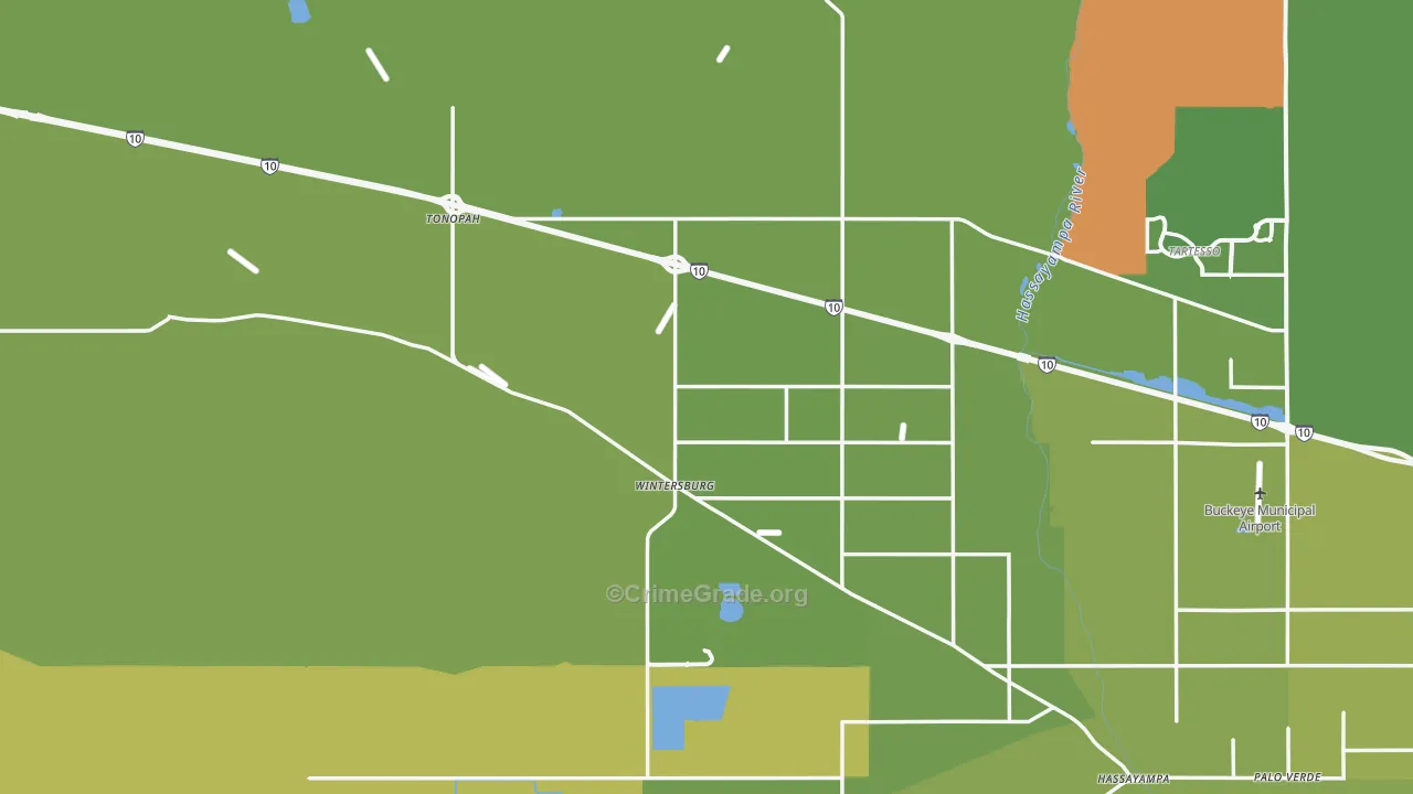 Tonopah, AZ Map of Vehicle Theft Rates